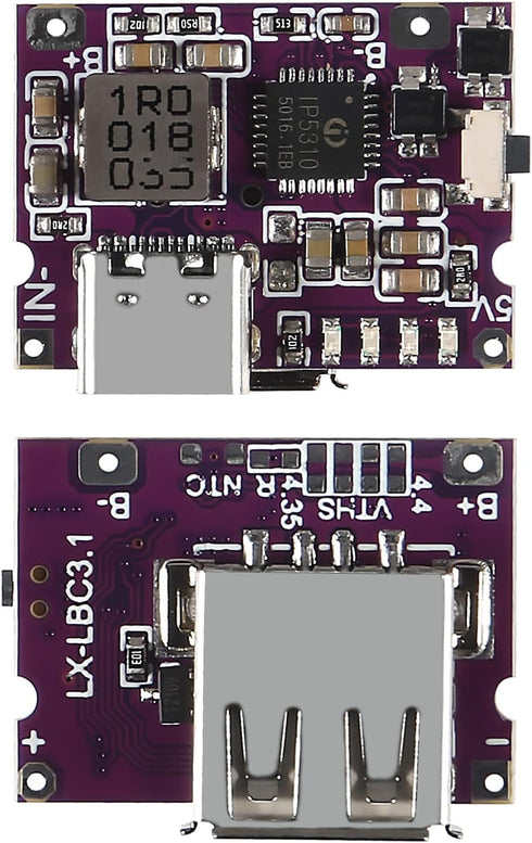 6PCS Type-C USB 5V 3.1A Boost Converter Step-Up Power Module IP5310 with Switch LED Indicator for Mobile Power Bank