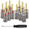 Speaker Banana Plugs (12 Pcs, 6 Pairs), 24K Gold Plated Connectors for Speaker Wire, Pin Plug Closed Dual Screw Type