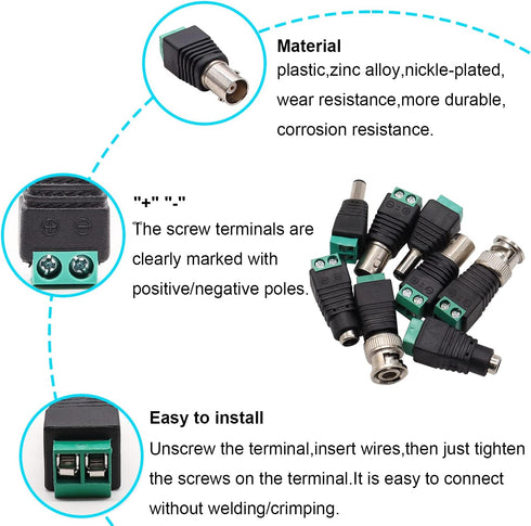 40PCS DC 12V Male Female Power Connector - 5.5 x 2.1mm Power Jack Plug Adapter for CCTV Coaxial Cable