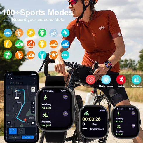 Smart Watch, 2.01" Smart Watches for Men, 110+ Sport Modes, Fitness Watch with Sleep Heart Rate Monitor, IP68