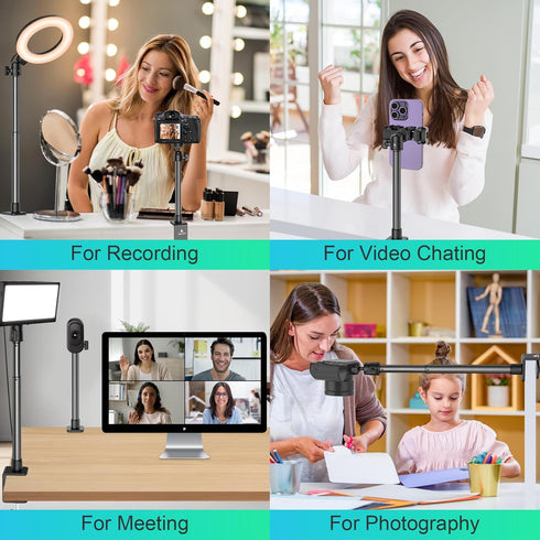 ailight 1/4" insta360 Camera Desk Mount Webcam Stand, Adjustable Table Camera Stand with Screw & C Clamp Overhead