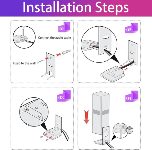 Pair Steel Black Wall Mount Brackets for Bose OmniJewel Lifestyle 650 Home Entertainment System