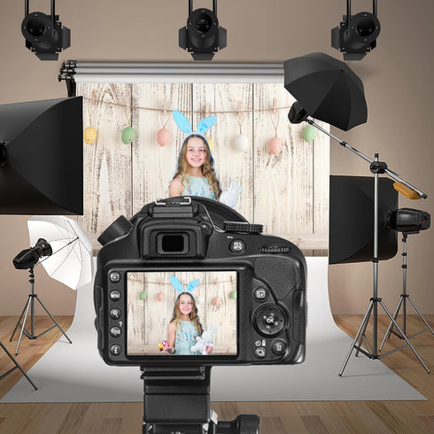 Baocicco 5x3ft Happy Easter Backdrops for Photography, Colorful Easter Eggs on Rustic Wood Board