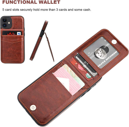 KIHUWEY iPhone 12 Mini Case Wallet, Premium Leather with Credit Card Holder, Magnetic Clasp, Heavy Duty Cover