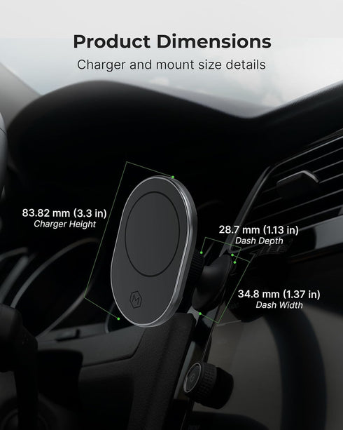 Mighty Mount 14/15/16/17, 360 MagSafe Dash Mount Phone Holder - Magnetic Car Holder for iPhone Smartphone MagSafe