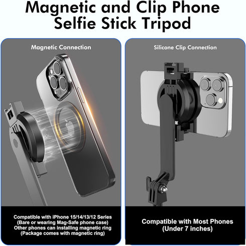 EUG-PRODUCTS 61" Magnetic Phone Tripod & Selfie Stick for Golf Training, Extendable Cell Phone Tripod Stand