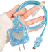 Bling DIY Cable Protector for iPhone Power Adapter, Cute Sparkle Love Heart Design, USB Case Wire Cable Saver (Blue)