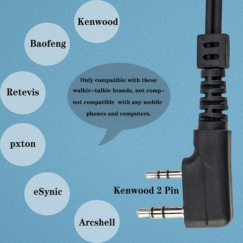 Retevis ETK007 Adjustable Throat Mic Walkie Talkie Headset, Finger PTT Two Earplugs for RT22, RT68, RT21, H-777 (1 Pack)