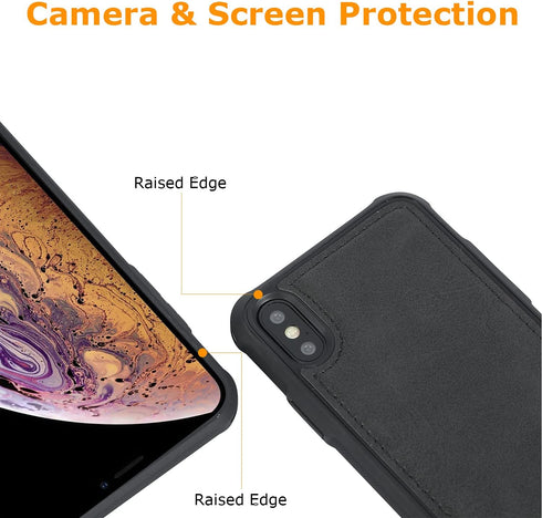 molzar MAG Series Case for iPhone Xs and iPhone X - Built-in Metal Plate for Magnetic Mount, Qi-Certified Chargers,