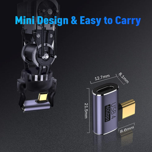 V VCOM USB C 90 Degree Adapter (2 Pack), 40Gbps Data Transfer USB Type C Male to Female Right Angle Extender for Steam