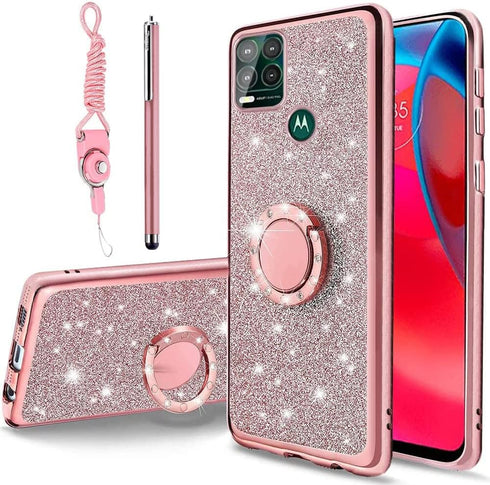 B-wishy Moto G Stylus 5G Phone Case - Luxury Glitter Sparkles Cute Silicone TPU Case with Stylus Pen, Kickstand, Bling