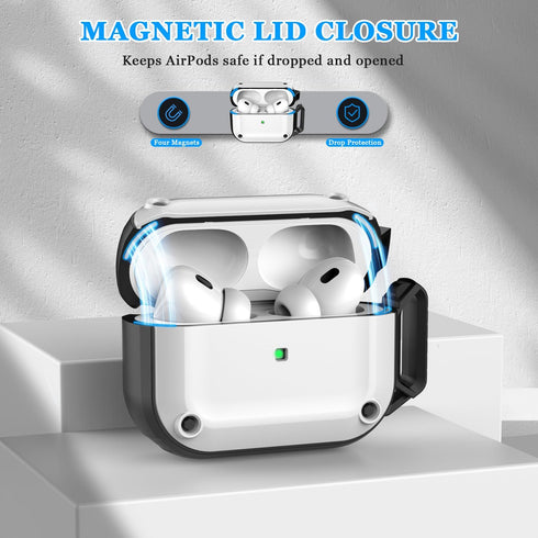 AirPods Pro 2nd Generation Case Cover with Cleaner Kit,Powerful Drop Protection, Magnetic Lid, for AirPod Gen 2 Charging Case 2023/2022/2019,White