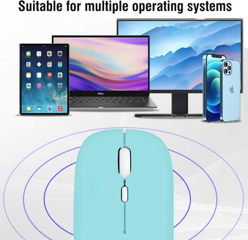 Wireless Bluetooth Mouse for iPad/MacBook Pro/Air/Laptop/pc Rechargeable Silent Mouse Portable Slim for Surface Pro/Lenovo/Samsung Tablet (Blue)
