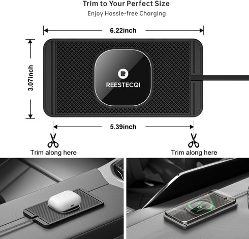 Magnetic Wireless Car Charger Pad - REESTECQI 15W for Magsafe Charger, Non Slip Type C with 40W Car Charger for iPhone