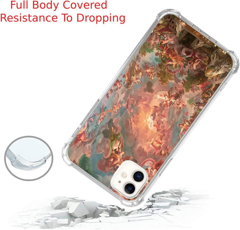 Renaissance Angel Art Phone Case for iPhone 11, Cool Teen Design, Silicone Shockproof Cover -