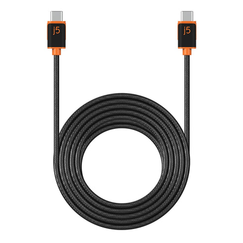 j5create USB C to USB C 60W Fast Charging Cable 9.8ft / 3m, Double Braided, for Samsung Galaxy, iPad Pro, iPad mini, Tablet, Laptop, Chromebook (JUCX24L30)