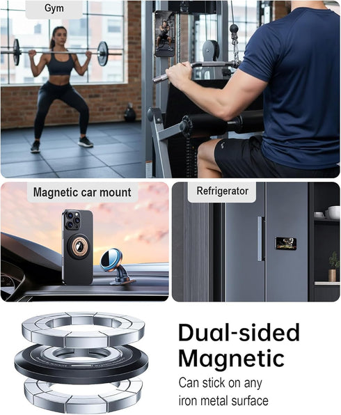 Soulkawa 2 17/16/15/14 Magnetic Phone Grip, Innovative Way Stand Metal Cell Phone Ring Holder Shakeproof Ultra Stable