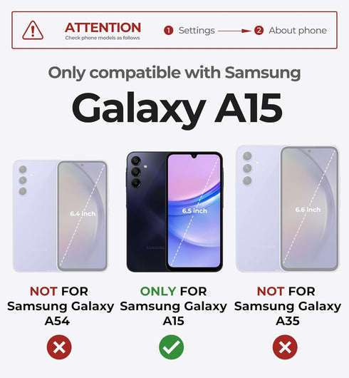 Dexnor Phone Case for Samsung Galaxy A15-5G, Heavy Duty Military Grade Protection with Built-in Slide Camera Cover -
