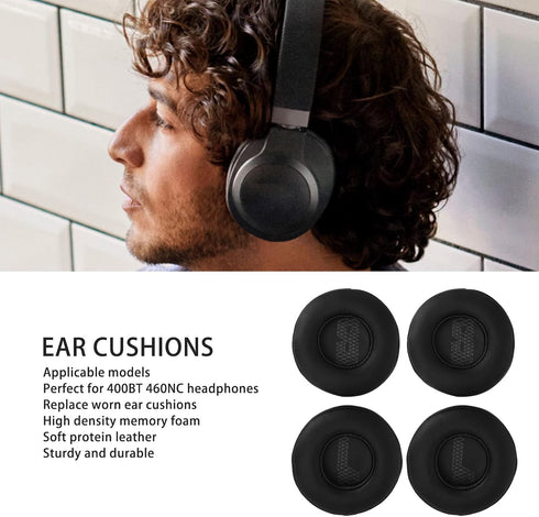 Replacement Ear Pads for JBL Live 400BT 460NC - 2 Pairs, Protein Leather, Adaptive Memory Foam, Noise Isolation.