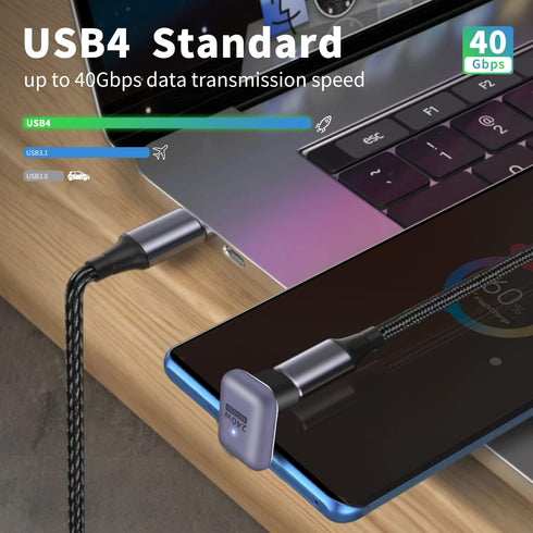 Poyiccot 180 Degree USB C Adapter 240W, 2Pack U Shape USB C Adapter 40Gbps, USB C 180 Degree Angled USB C Extender Connector Support 8k Video Audio Display for Laptop, MacBook, Thunderbolt 4/3