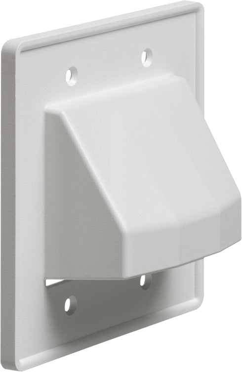 Arlington Recessed Low Voltage Cable Plate, 2-Gang, White, 1-Pack