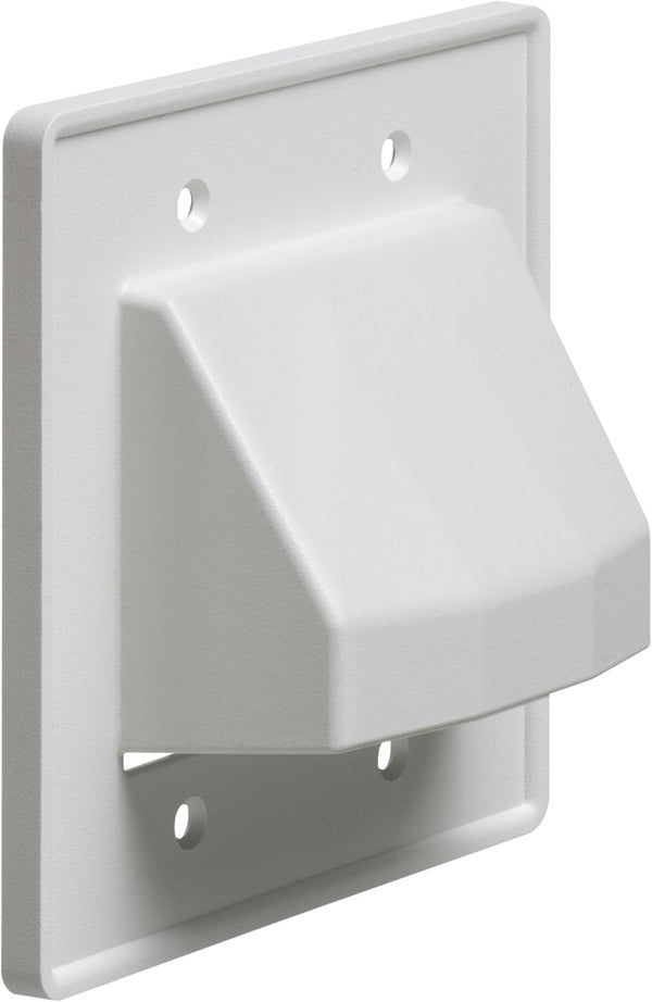 Arlington Recessed Low Voltage Cable Plate, 2-Gang, White, 1-Pack