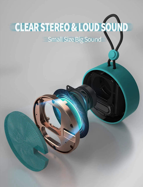 INSMY C12 IPX7 Waterproof Shower Bluetooth Speaker, Portable Small Speaker with Loud Clear Sound, Teal