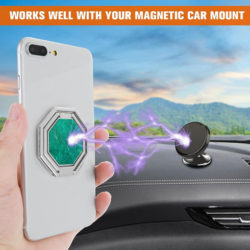 Cell Phone Ring Holder Finger Kickstand, 360° Rotation Metal Back Grip, Adjustable Phone Holder Compatible with Most