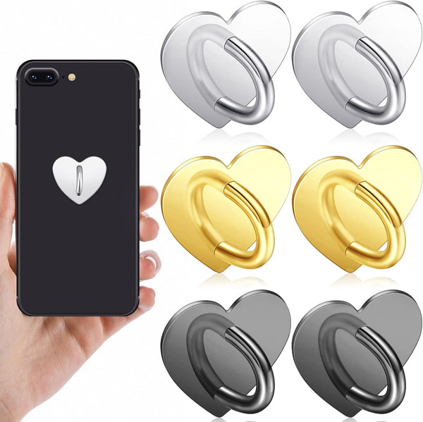 6 Pcs Cell Phone Ring Holder Stand, Adhesive Metal Finger Grip Universal Ring Holder for Cell Phone Tablet Accessories