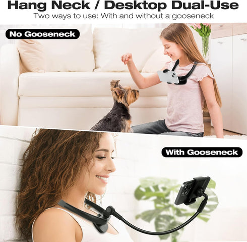 LOVFIVE 4.7''-6.7'' Cell Phone Stand, Neck Cell Phone Holder, Hand Free Flexible Gooseneck Phone Holder for Bed, Neck