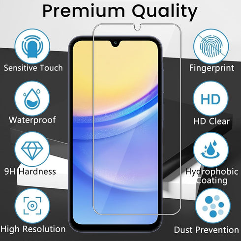 Samsung Galaxy A15 5G - 4 Pack Screen Protector & Camera Lens Protectors, Full Coverage, Anti-Fingerprint, Bubble Free.
