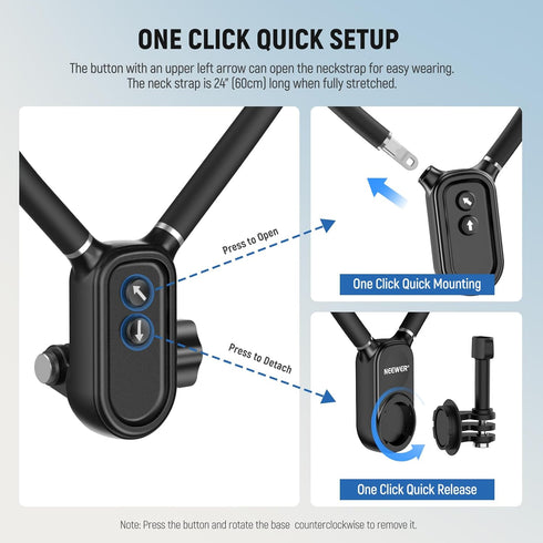 Neewer Magnetic Neck Holder for Action Camera & Phone, Hands-Free Neck Mount with Chest Strap for GoPro DJI Insta360