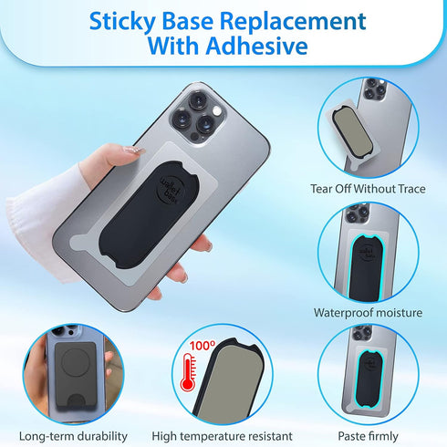 Adhesive Base for Pops Wallet, 2pcs Detachable Sticky Back Replacement Compatible with Socket Wallet Plus, Black