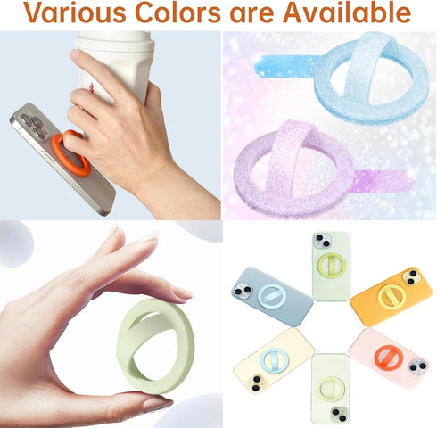 KIJUKI 16 15 14 13 12 Magnetic Silicone Ring Grip Phone Holder,Magnetic Loop Grip,Compatible with Phone Accessories