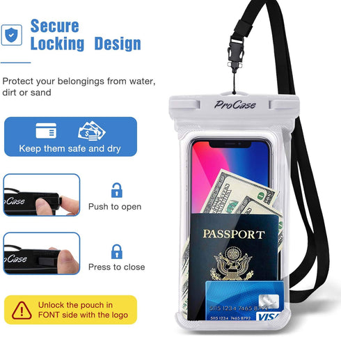 ProCase 2 Pack Waterproof Phone Pouch, Underwater Phone Case Up to 7", Dry Bag for iPhone & Galaxy