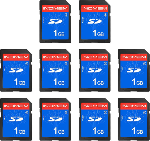 INDMEM SD Card 1GB, 10 Packs Class 4 Flash Memory Card, MLC Standard Secure Digital Cards for Camera