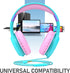 FosPower Kids Headphones, Safe Volume Limit 85 dB, Over The Ear with Built-in Mic, Tangle-Free Cable, Mint/Pink
