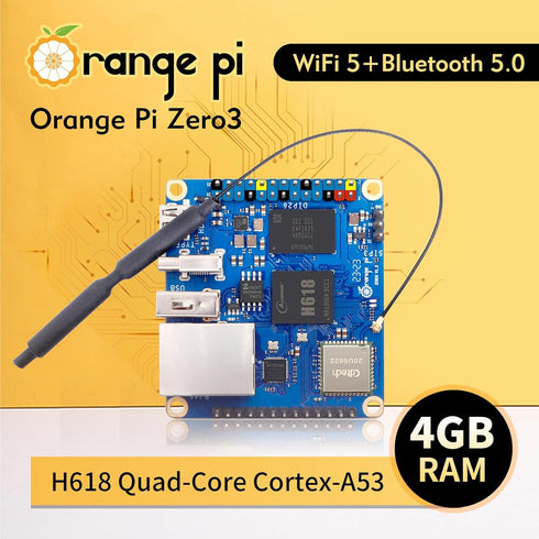 Zero 3 4G Single Board Computer, Allwinner H618, LPDDR4 Quad Core, 4K Display, WiFi Bluetooth Support