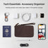 Electronic Organizer Case Tech Kit, Handmade Leather, Portable Travel Storage for Phone, USB Cables, Chargers