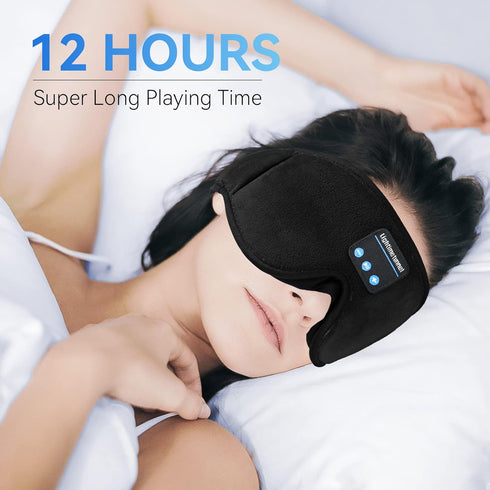 Sleep Headphones Bluetooth 5.0 Wireless 3D Eye Mask, Lightimetunnel Washable for Side Sleepers with Adjustable Ultra Thin Stereo Speakers Microphone Hands Free for Insomnia Travel