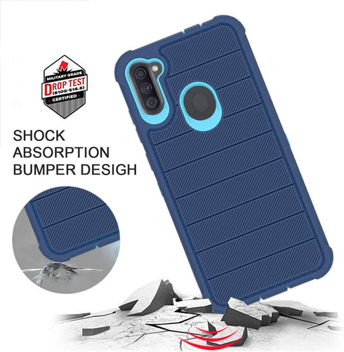 Samsung Galaxy A11 Phone Case, Cobalt Blue/Blue, Heavy Duty 3 Layer Shock Proof Protective Cover with HD Screen