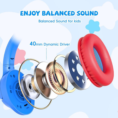 85/94 3.5mm Kids Headphones for School, dB Volume Limit, Wired Over Ear Headphones for Kids Boys Girls with Microphone