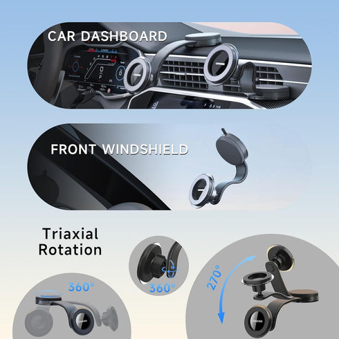 COOEXES -108LBS, 17 Max/16/15/14/13/12 Magnetic Phone Holder for Car, for Magsafe Car Mount with Flexible Grip Bendable