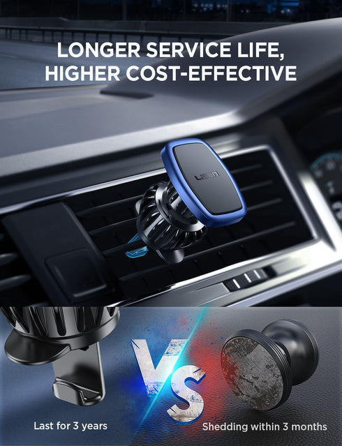 LISEN 2 Pack Magnetic Phone Holder for Car Mount, 6 Military Magnets Vent Cell Phone Holder - Blue