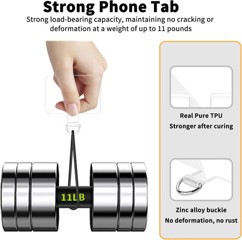 2pcs Transparent Phone Tether Tabs for Clear Phone Cases, Cell Phone Tether Replacement for iPhone Smartphone Case