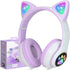 TCJJ Kids Wireless Headphones, Cat Ear LED Light Up, Bluetooth 5.4, Noise Cancelling for Girls Boys Toddlers