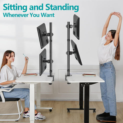 MOUNT PRO Vertical Dual Monitor Stand, Stacked Monitor Mount for 2 Monitors Up to 32 inches, Adjustable Desk Mount