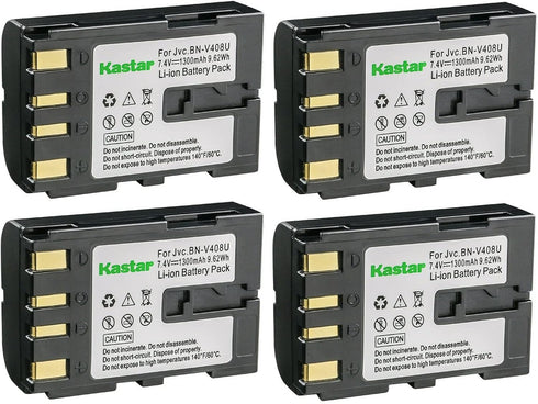 Kastar BN-V408 Battery 4-Pack - Replacement for JVC GR-D53, GR-D54, GR-D60, GR-D61, GR-D63, GR-D65, GR-D70
