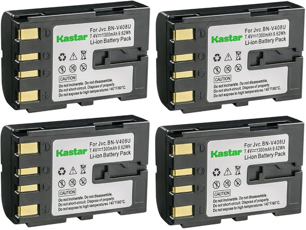 Kastar BN-V408 Battery 4-Pack - Replacement for JVC GR-D53, GR-D54, GR-D60, GR-D61, GR-D63, GR-D65, GR-D70