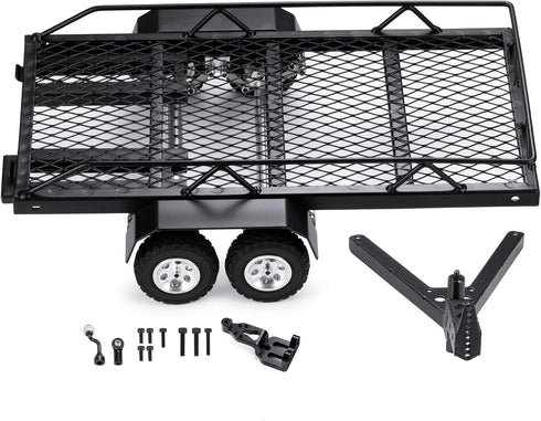 JGGZONE RC Trailer for Hauling Behind Car Heavy Duty Metal Flatbed Trailer Builder